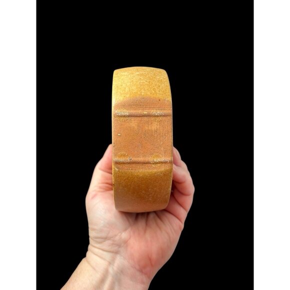 Bud Vase small Round Vintage Pottery Craft Brown Foliage Art Pottery MCM 4.75x5" - Picture 4 of 9